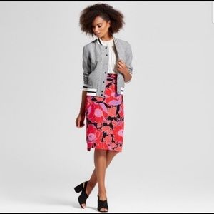 Who What Wear red floral pencil skirt